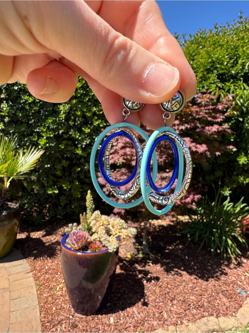 Brighton Blue & Teal Hoop Drop Earrings